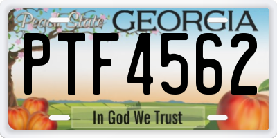 GA license plate PTF4562