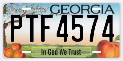 GA license plate PTF4574
