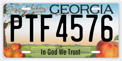 GA license plate PTF4576