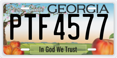 GA license plate PTF4577
