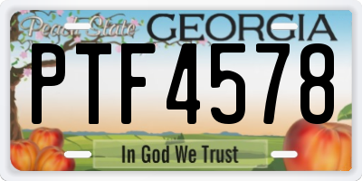 GA license plate PTF4578