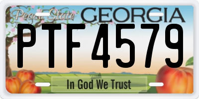 GA license plate PTF4579