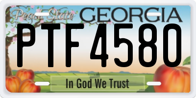 GA license plate PTF4580