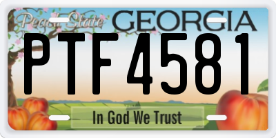 GA license plate PTF4581