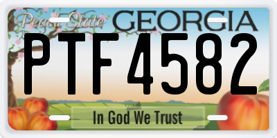 GA license plate PTF4582