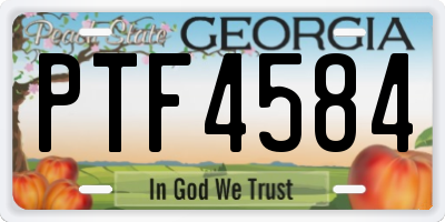 GA license plate PTF4584