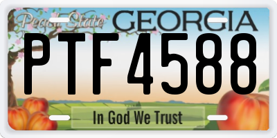 GA license plate PTF4588