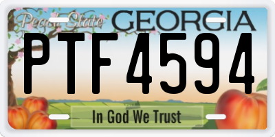GA license plate PTF4594