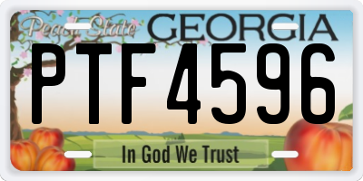 GA license plate PTF4596