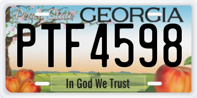 GA license plate PTF4598
