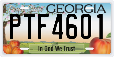 GA license plate PTF4601