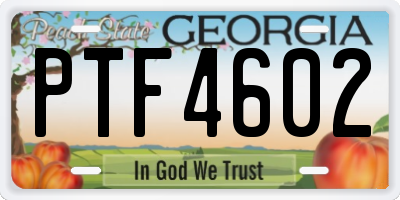 GA license plate PTF4602