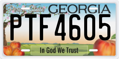 GA license plate PTF4605