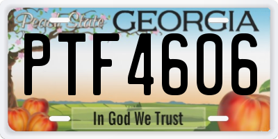 GA license plate PTF4606