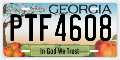 GA license plate PTF4608