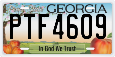 GA license plate PTF4609