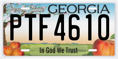 GA license plate PTF4610