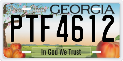 GA license plate PTF4612