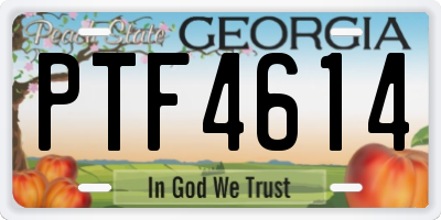 GA license plate PTF4614