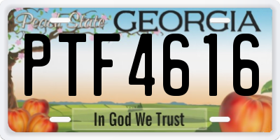 GA license plate PTF4616
