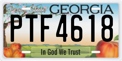 GA license plate PTF4618