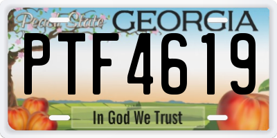 GA license plate PTF4619