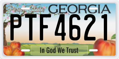 GA license plate PTF4621