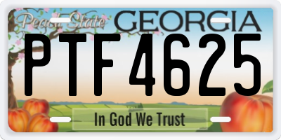 GA license plate PTF4625