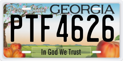 GA license plate PTF4626
