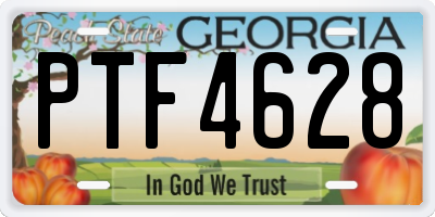 GA license plate PTF4628