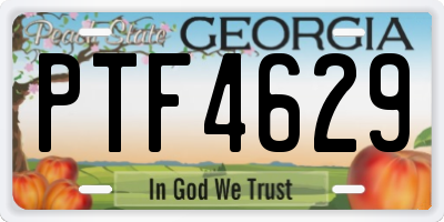 GA license plate PTF4629