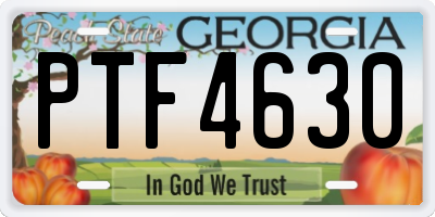 GA license plate PTF4630