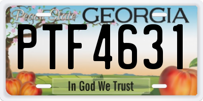 GA license plate PTF4631
