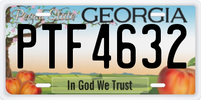 GA license plate PTF4632