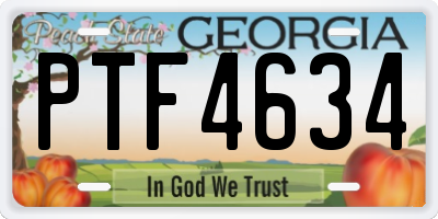GA license plate PTF4634