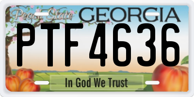 GA license plate PTF4636