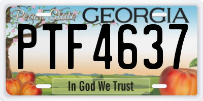 GA license plate PTF4637