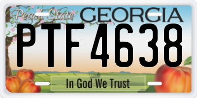 GA license plate PTF4638