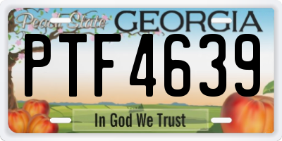 GA license plate PTF4639