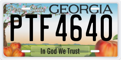 GA license plate PTF4640