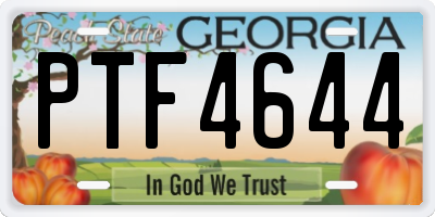 GA license plate PTF4644