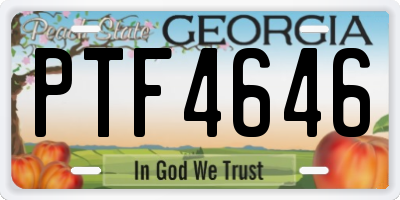 GA license plate PTF4646