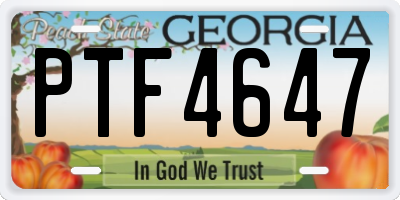 GA license plate PTF4647
