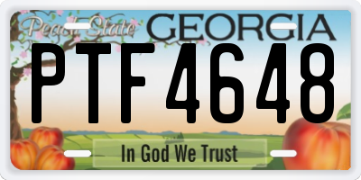 GA license plate PTF4648