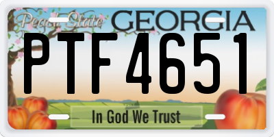 GA license plate PTF4651