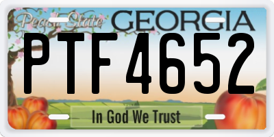 GA license plate PTF4652