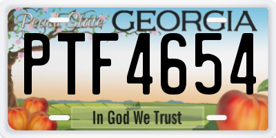 GA license plate PTF4654