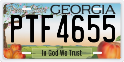 GA license plate PTF4655