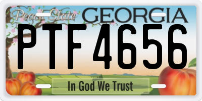 GA license plate PTF4656