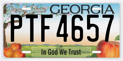 GA license plate PTF4657
